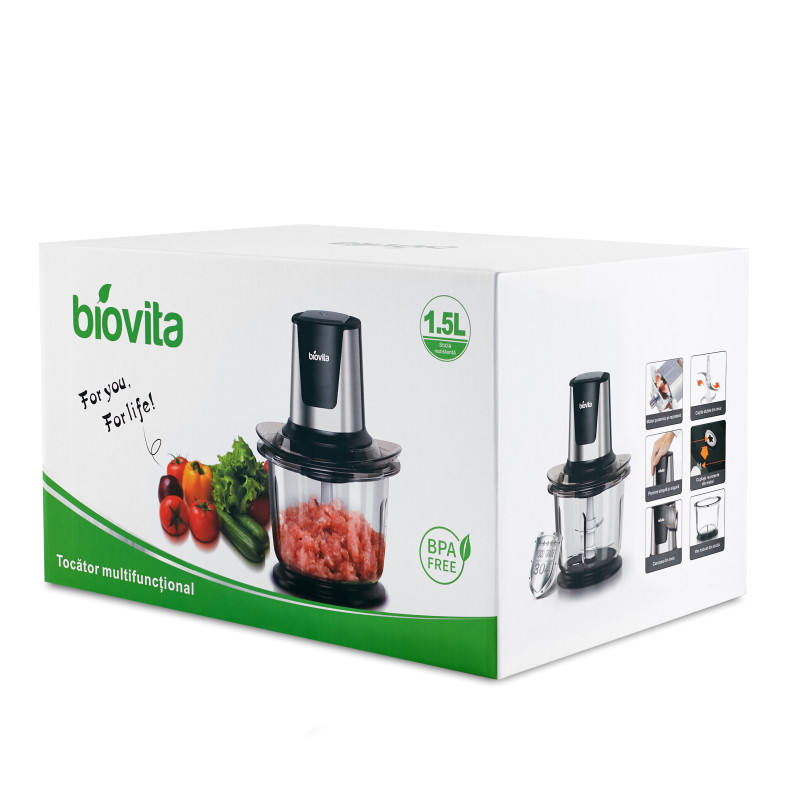 Tocător pentru alimente, 500W, 1.5 Litri, Biovita Storm