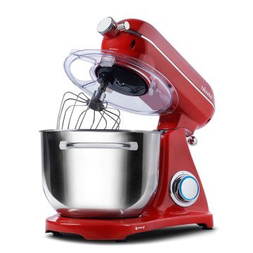 Mixer cu bol de 6L din inox,1800W, din Aluminiu, Rosu