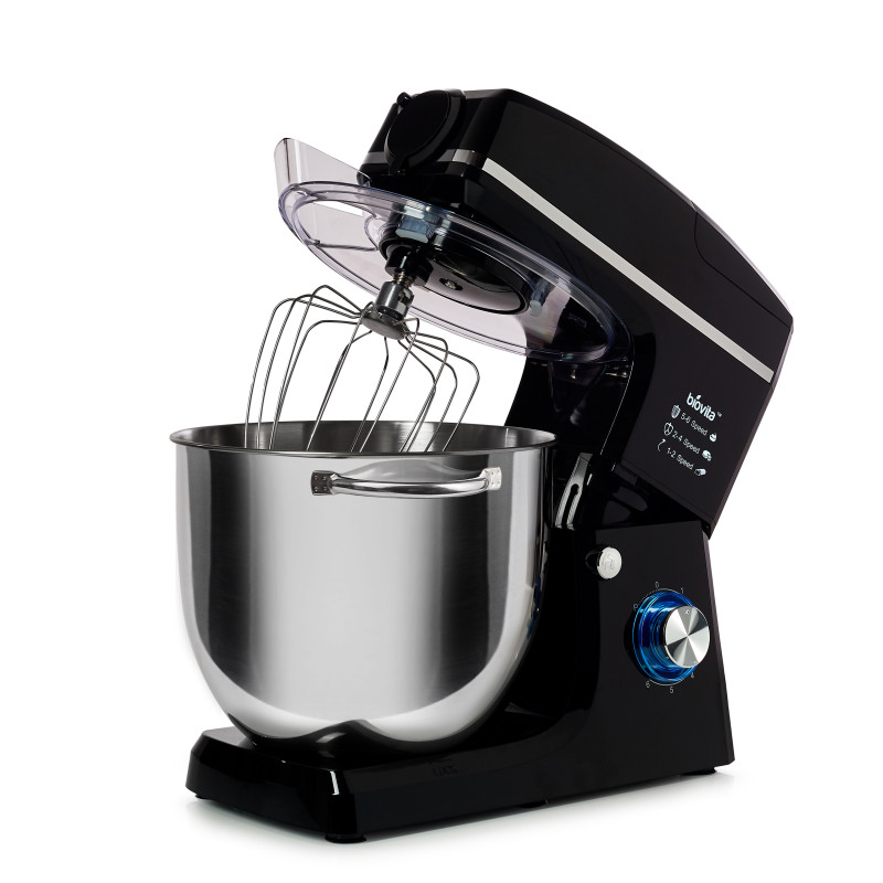 Mixer cu bol de 10L din inox, putere 1500W, cu tocător și blender, Negru