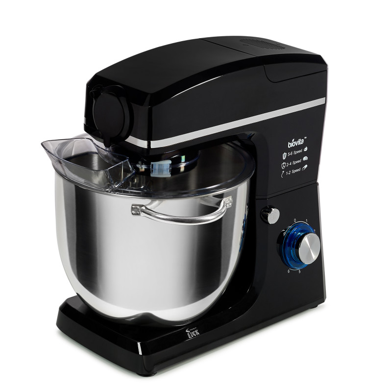 Mixer cu bol de 10L din inox, putere 1500W, cu tocător și blender, Negru