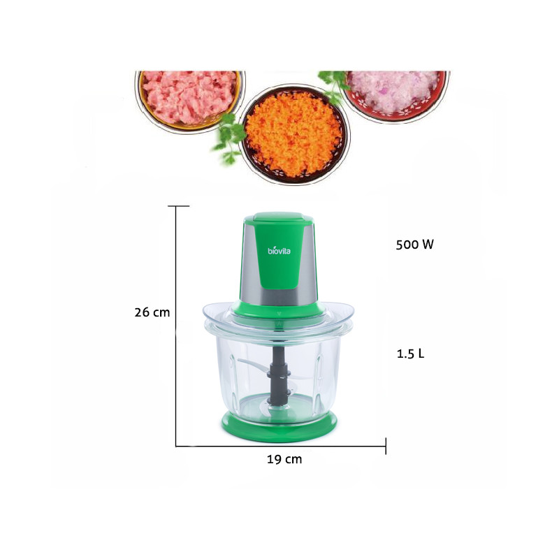 Tocător pentru alimente, 500W, 1.5 Litri, Biovita Storm, Verde